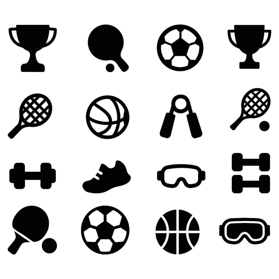 Sports icons set collection isolated on white background vector
