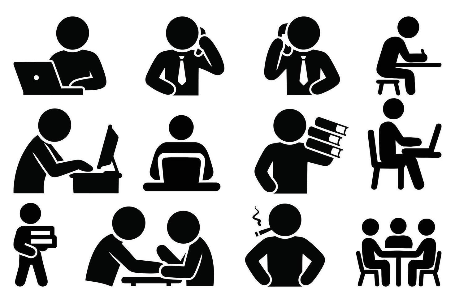 Twelve business people icons isolated on white background vector