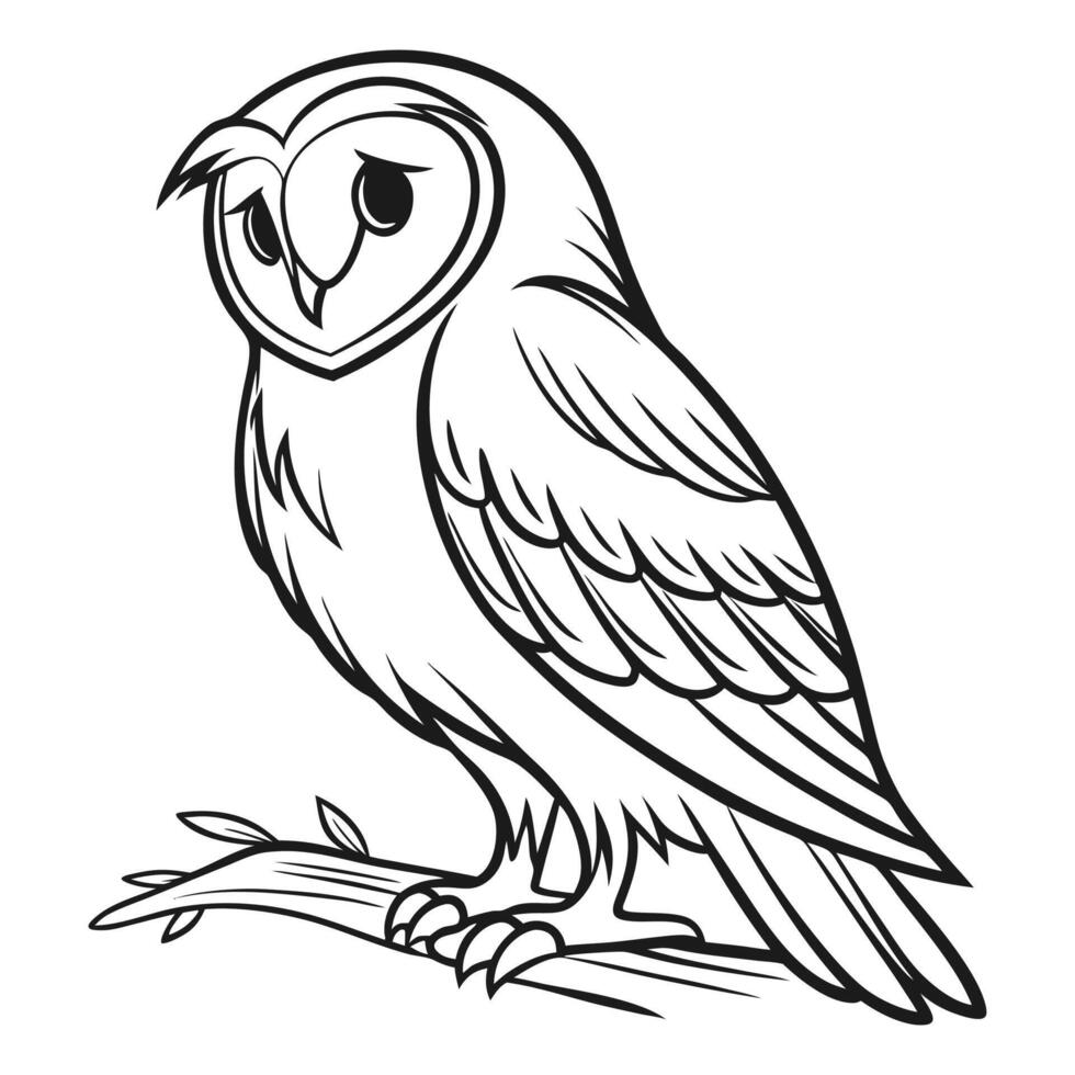 black and white owl minimal outline drawing vector