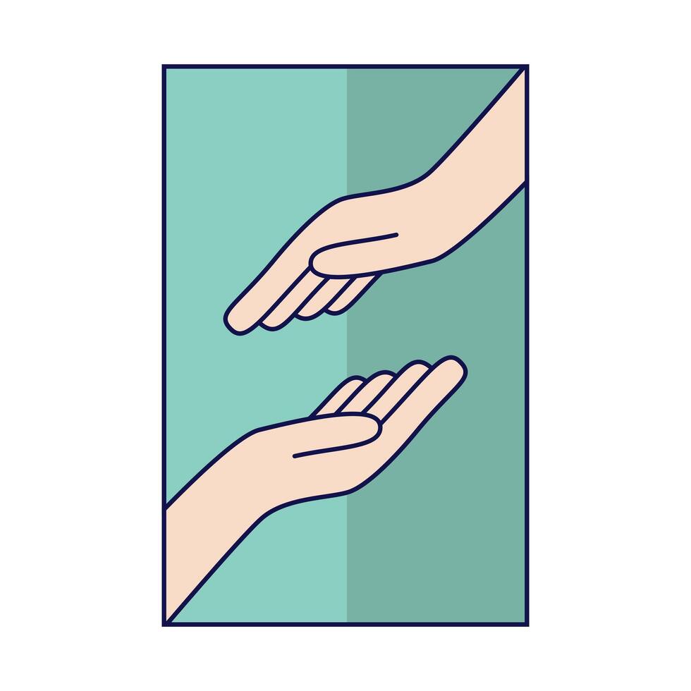 Helping Hands Illustration. A minimalist illustration featuring two stylized human hands. vector