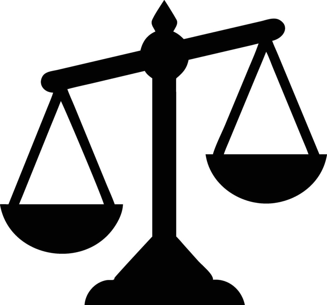 Elegant black and white icon of justice and law represented by balancing scales vector