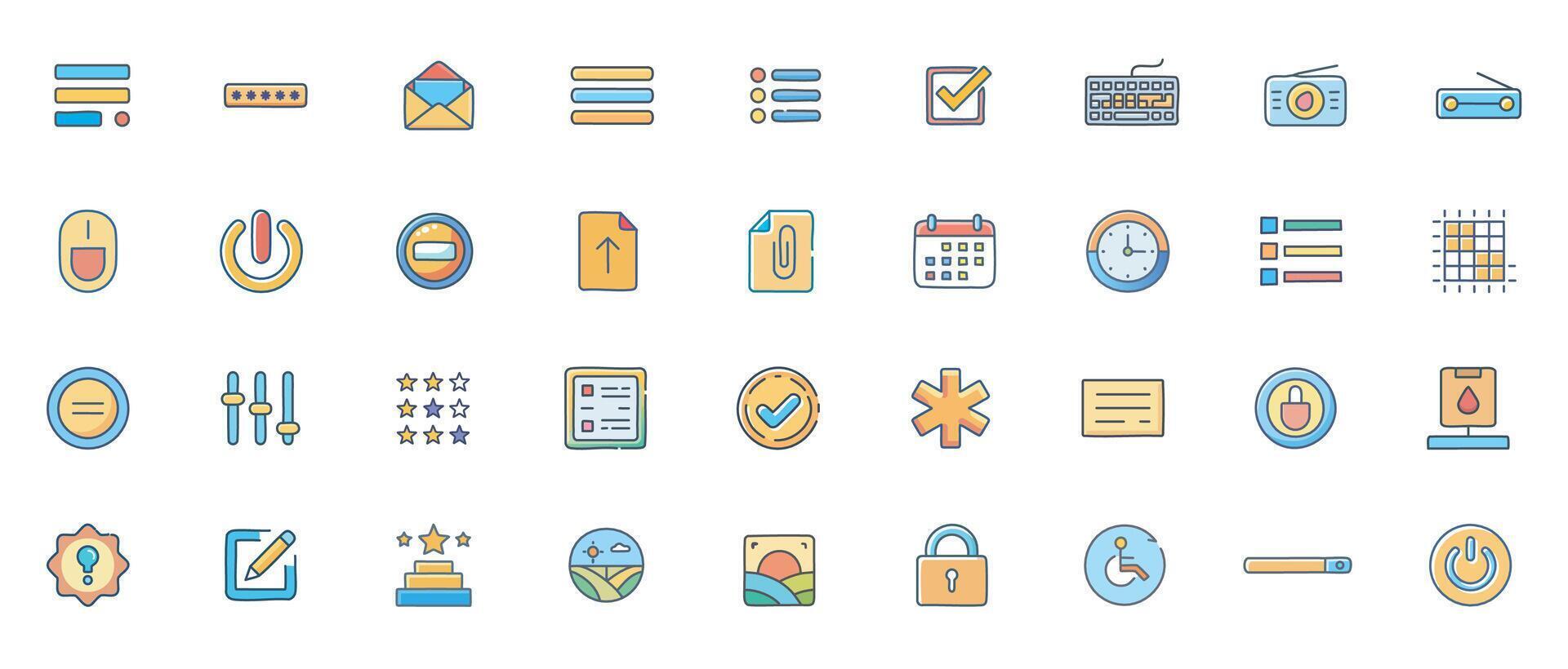 Form Input Flat Color Icon Set Minimal Icons of User Interface Fields, Input Controls, and Interactive Elements vector