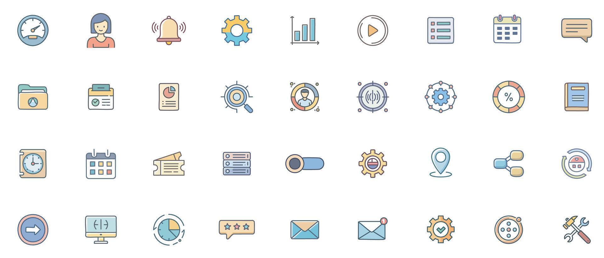 Form and Input flat color Icon Set Minimal Outline Icons of Fields, Controls, and User Interaction Elements vector