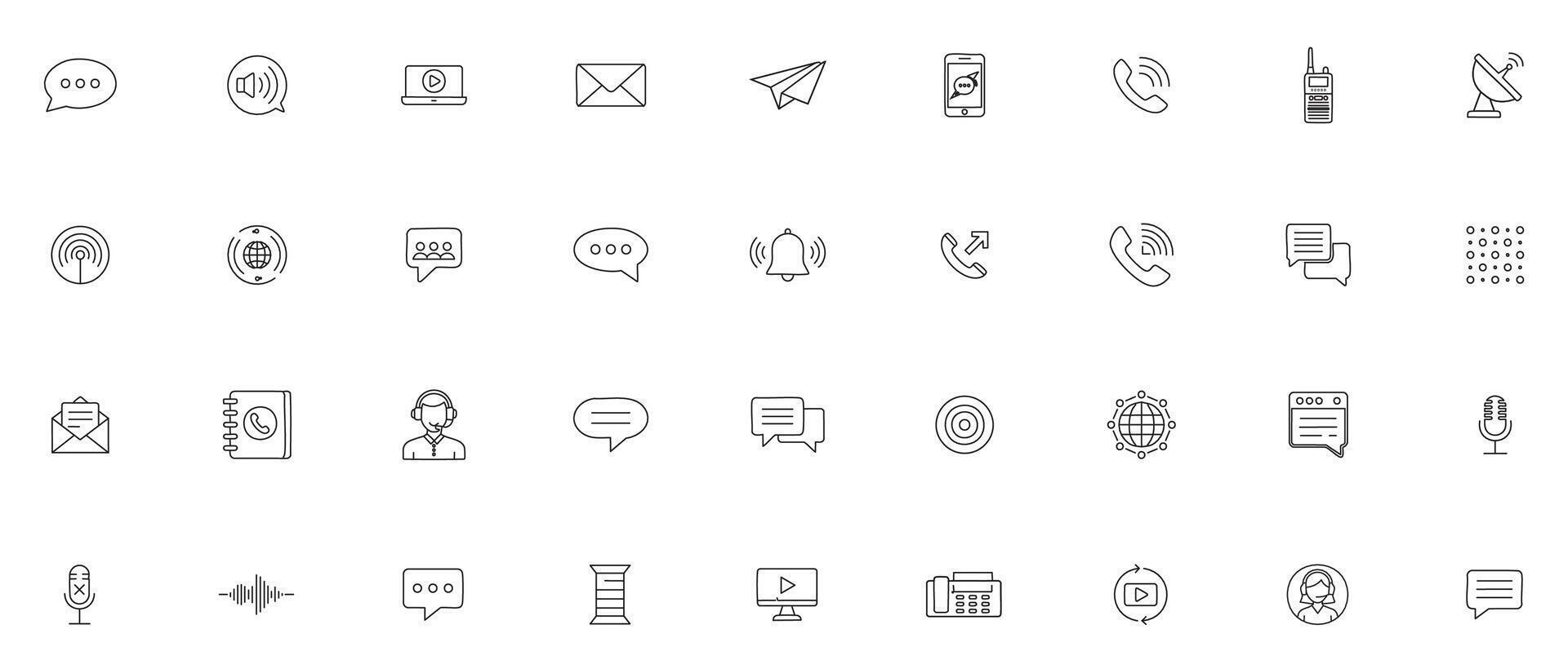 Communication line Icon Set Minimal Icons of Messaging, Devices, and Digital Interaction vector