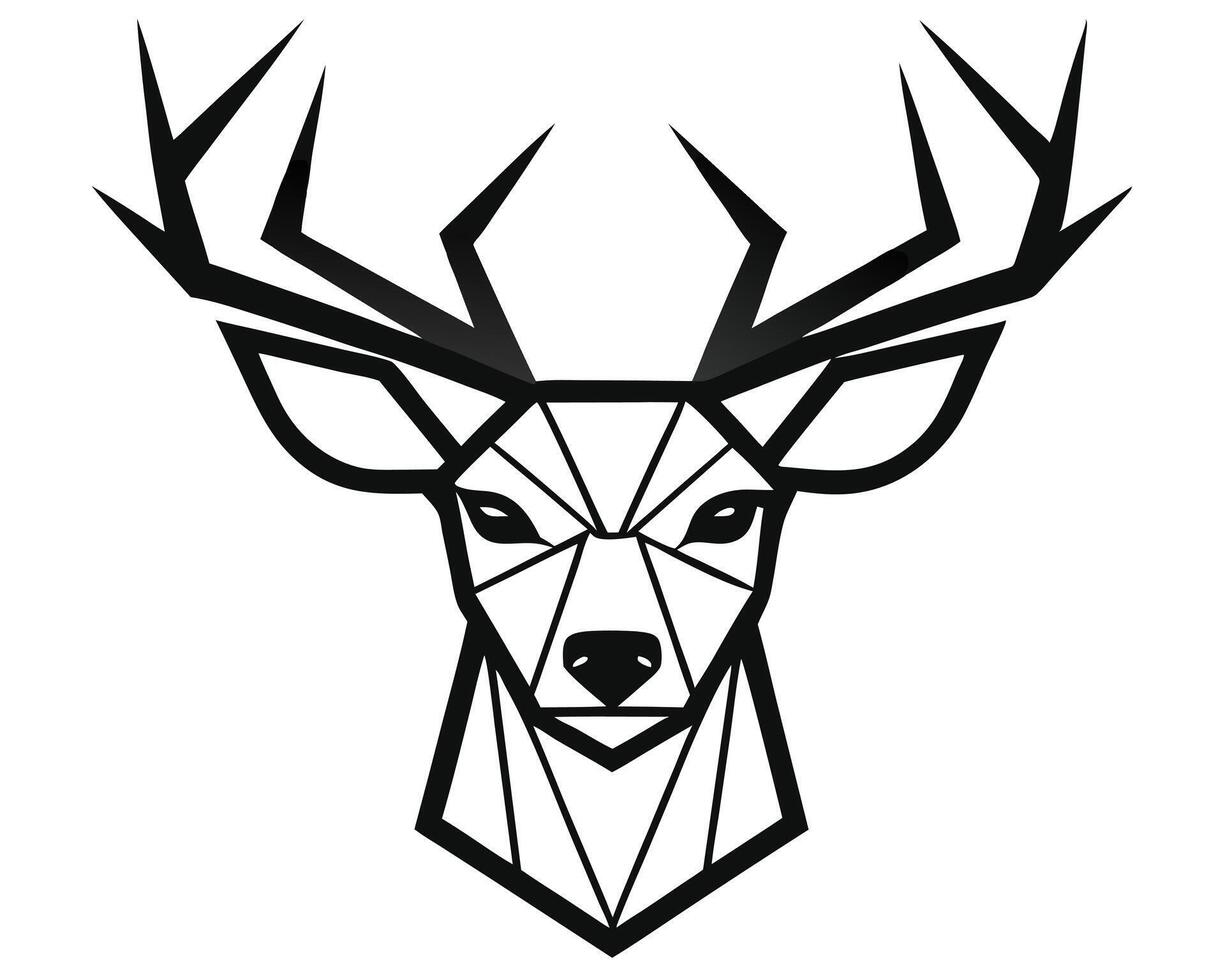 Geometric black and white stag head design showing elegant and minimalist wildlife art vector