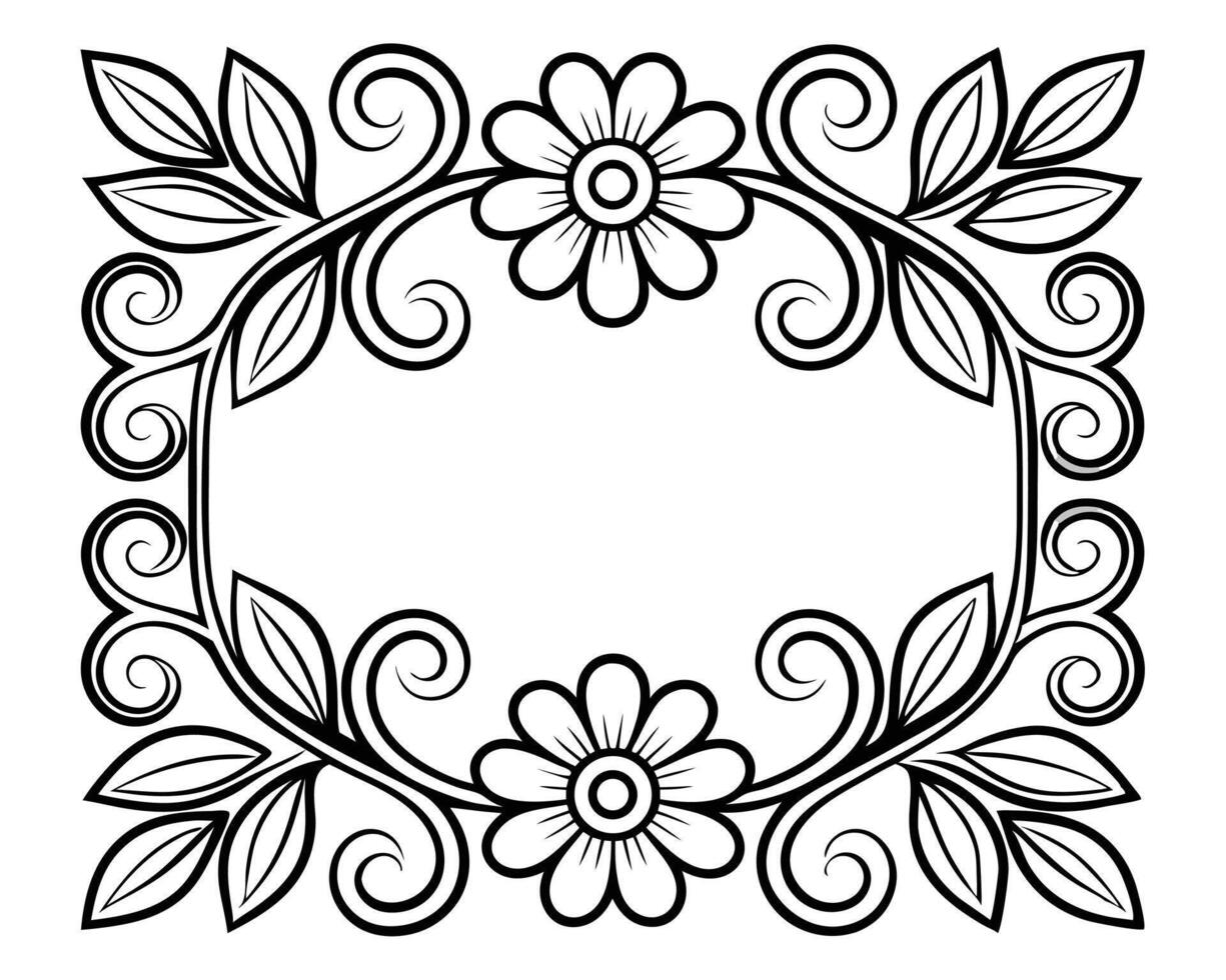 Elegant floral frame design with flowers and leaves for decorative border elements vector