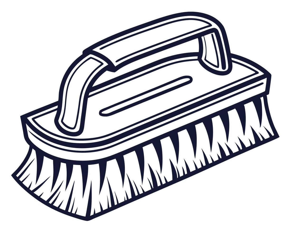 A detailed illustration of a sturdy cleaning brush with a comfortable grip handle for scrubbing vector
