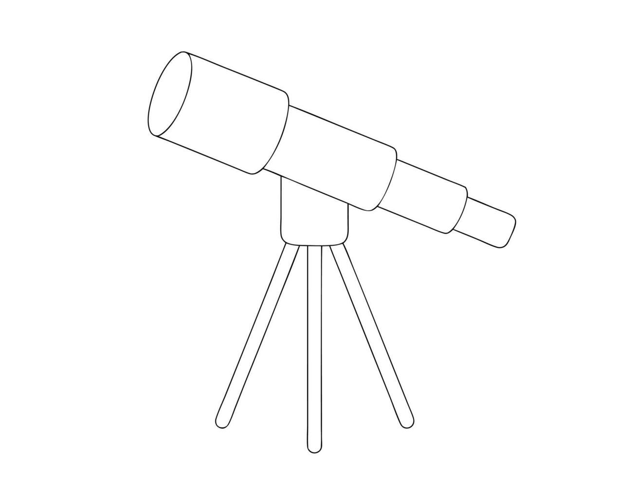 Simple black and white illustration of a telescope on a tripod for astronomy. vector