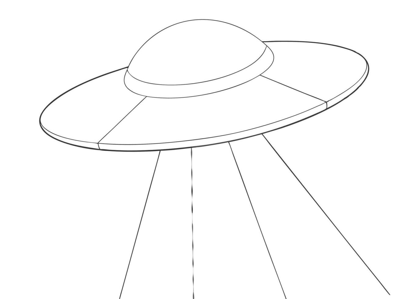 Simple black and white illustration of a classic flying saucer alien spacecraft design vector