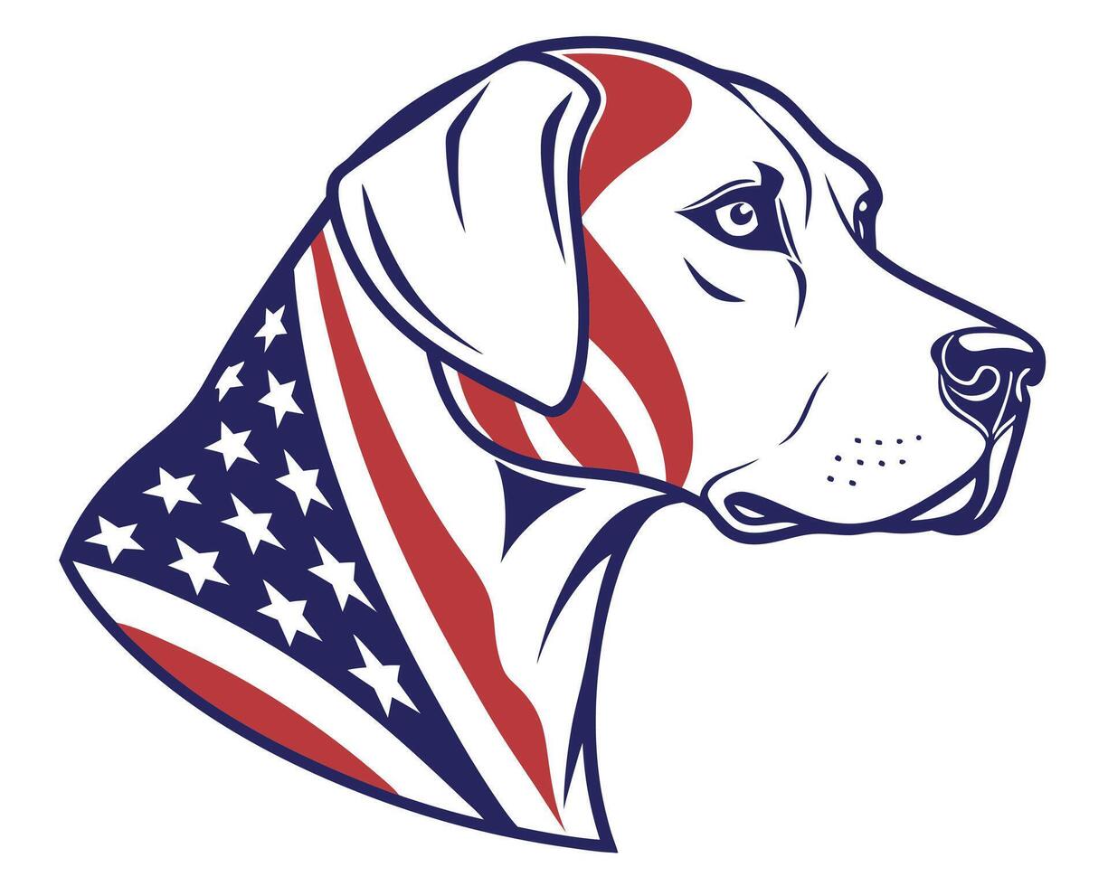 Patriotic dog profile depicting the american flag showing canine loyalty and national pride vector