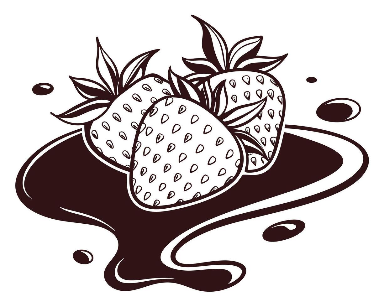 Artistic illustration featuring fresh strawberries dipped in delicious melted chocolate with artistic flair vector