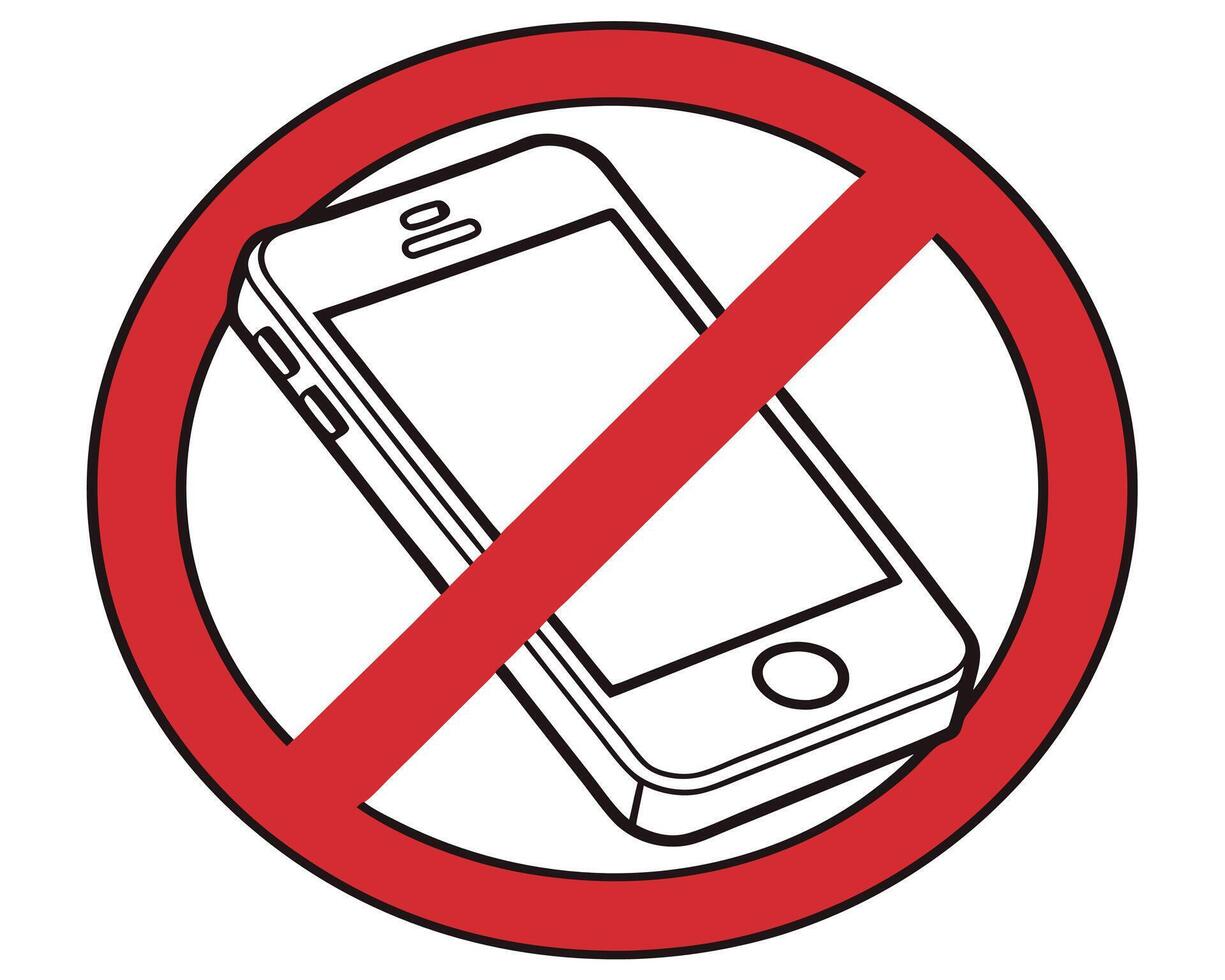 Prohibition sign symbol displaying no cell phones allowed illustration concept vector