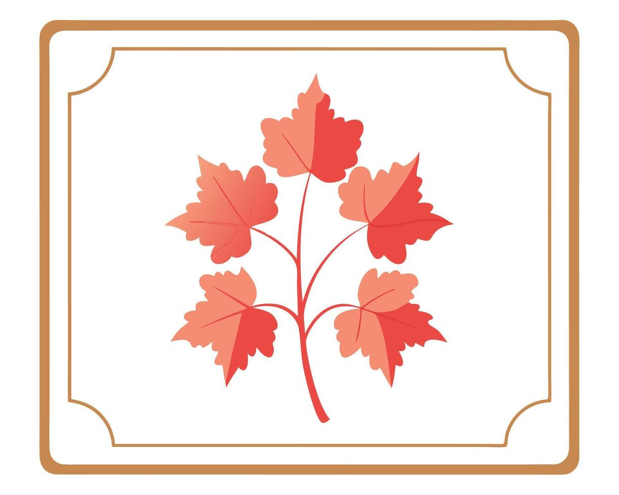 Elegant branch with autumnal leaves within a decorative frame for creative design projects vector