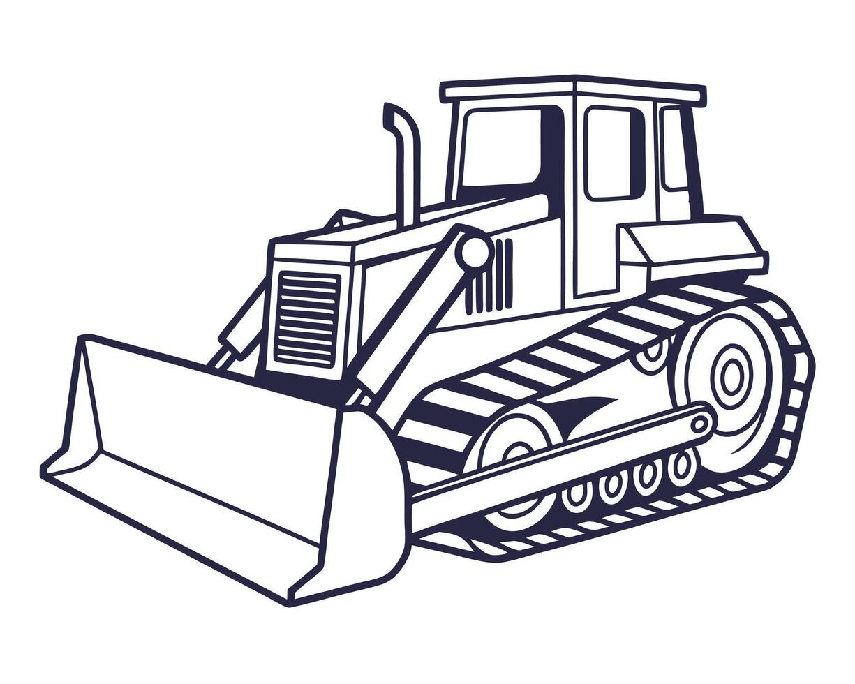 Simple outline illustration of a bulldozer ready for construction projects and heavy earthmoving vector