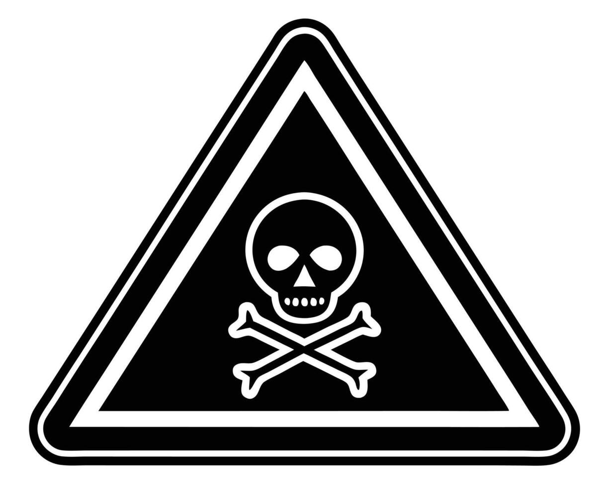 A black and white illustration of a toxic hazard warning sign vector