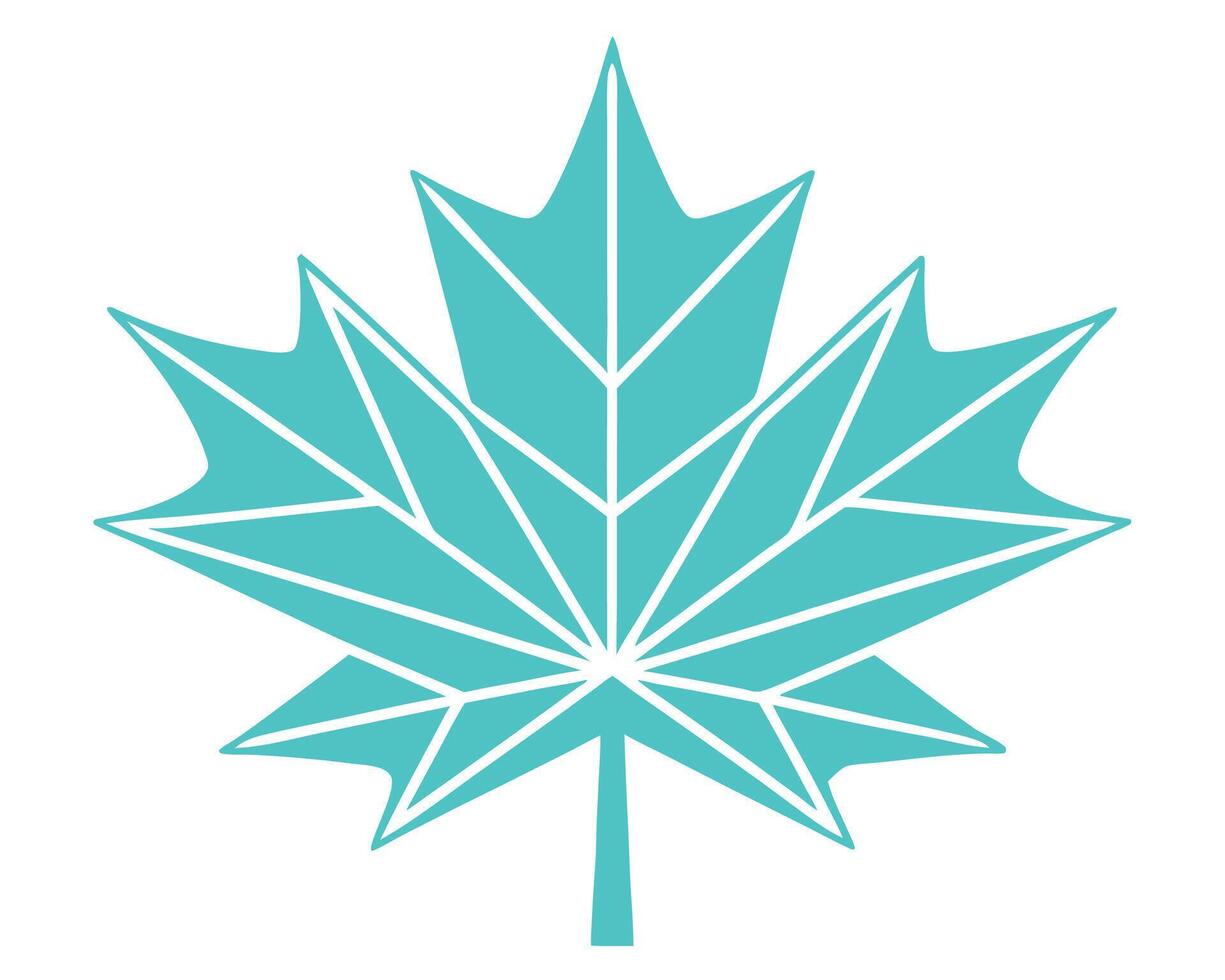 Modern geometric teal maple leaf design isolated on white background illustration vector