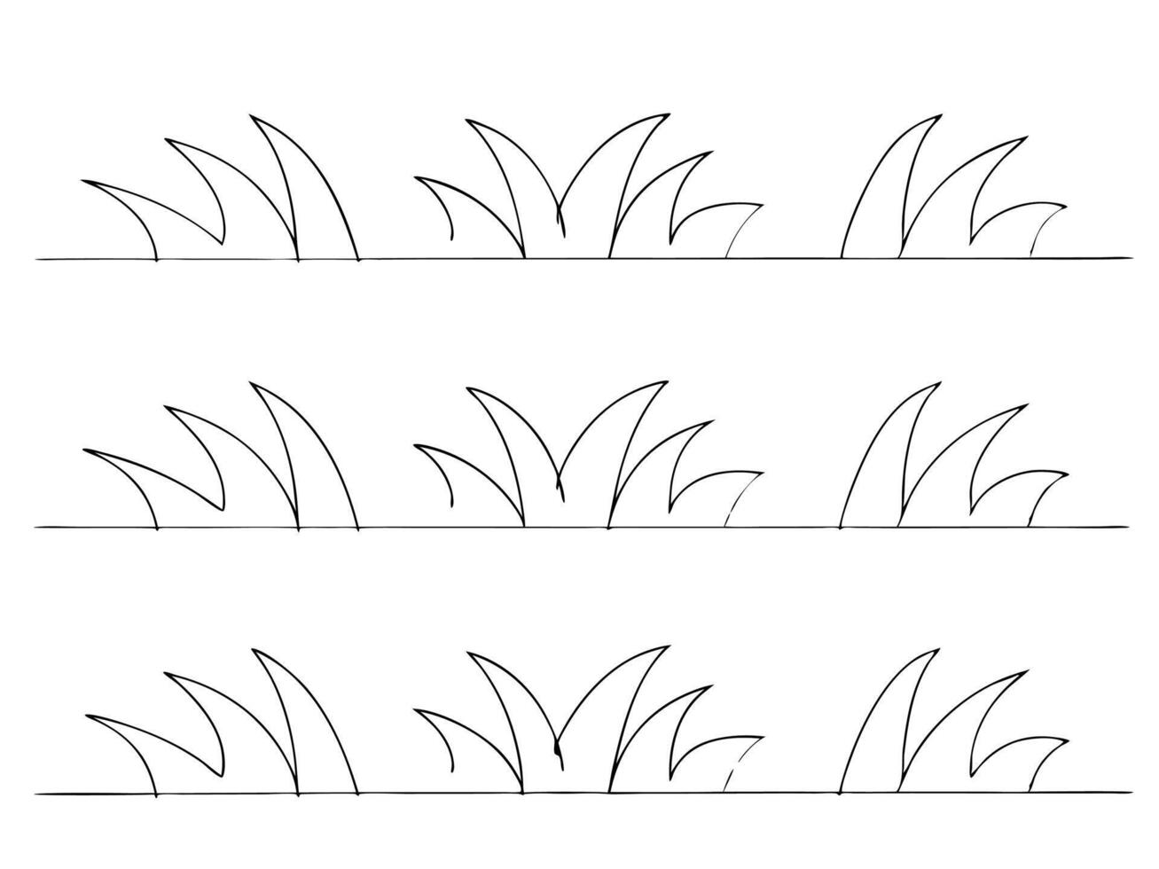 Simple hand drawn illustration of grass blades in a minimalist black and white style vector