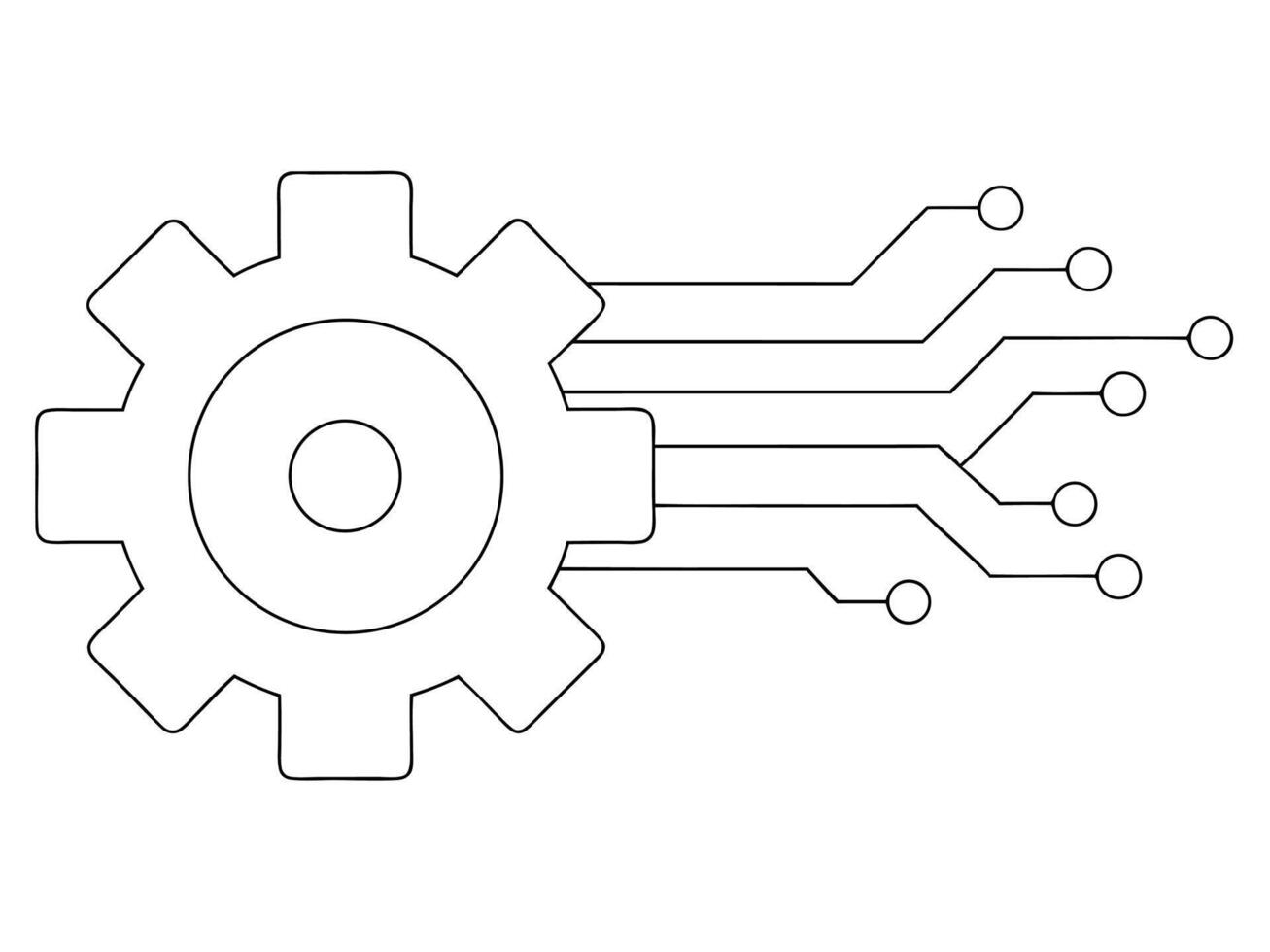 Gear mechanism integrating with circuit board representing technology and engineering concepts vector