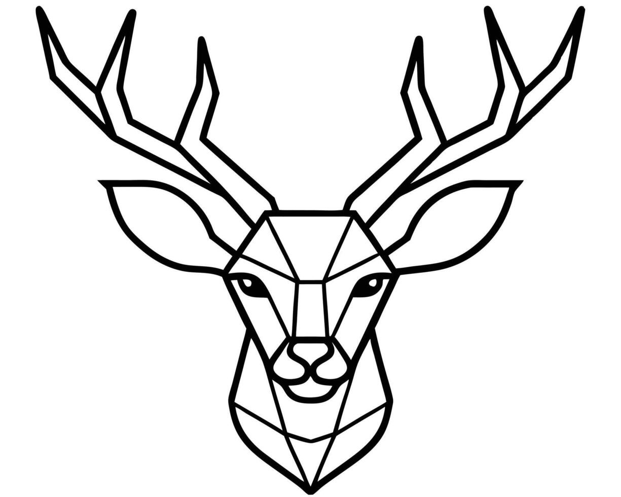 Geometric deer head illustration in black and white perfect for logos and designs vector