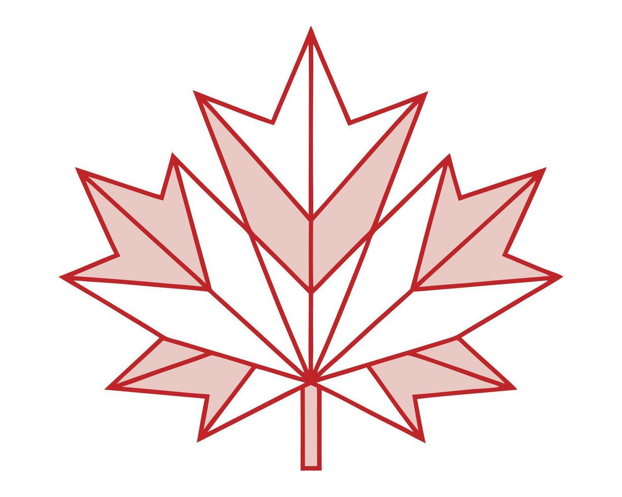 Geometric and stylized red and white maple leaf illustration on a clean white background vector