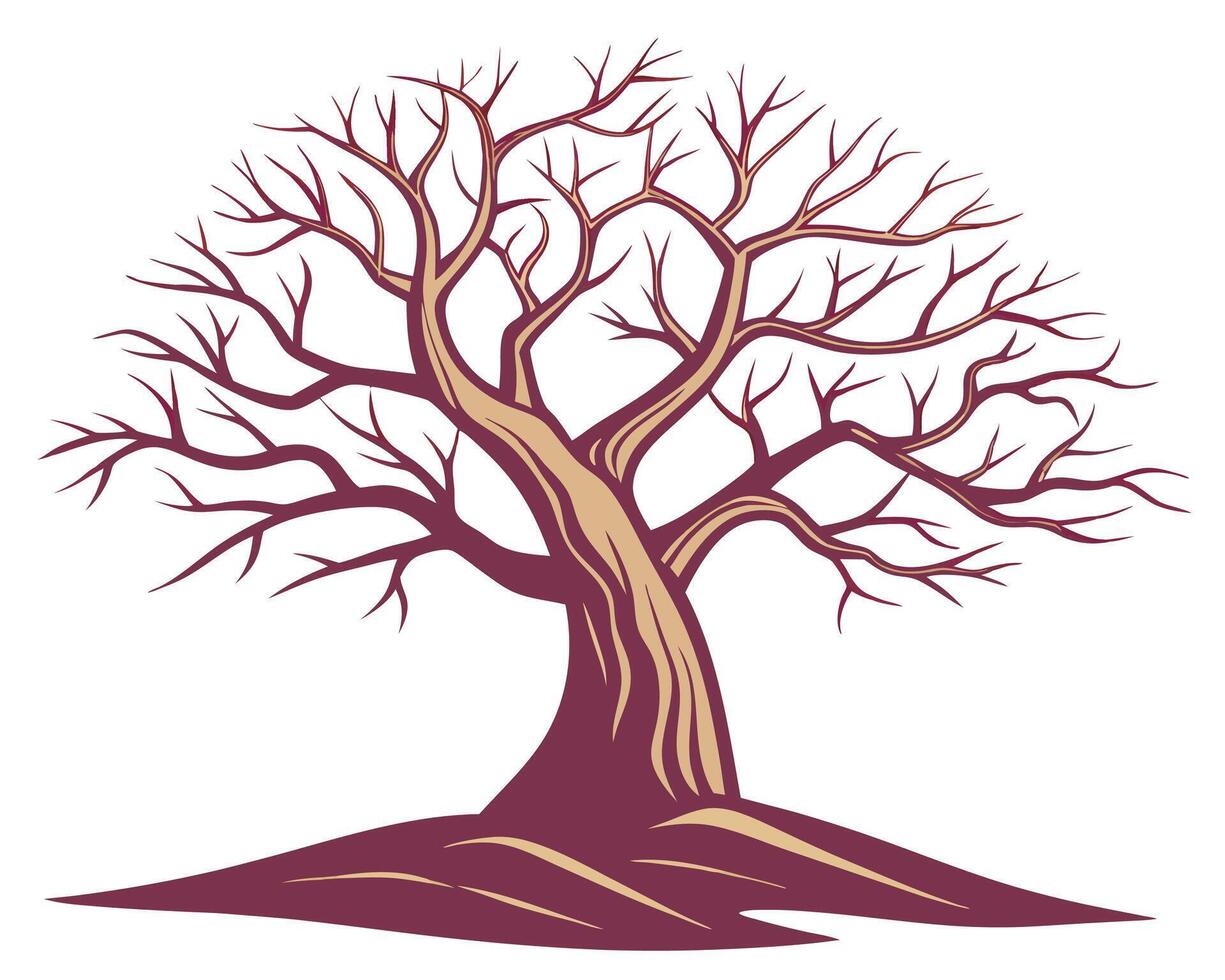 Elegant illustration of a bare tree with detailed branches on a white background vector