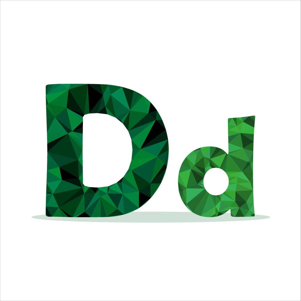 big and small letter D polygon concept vector