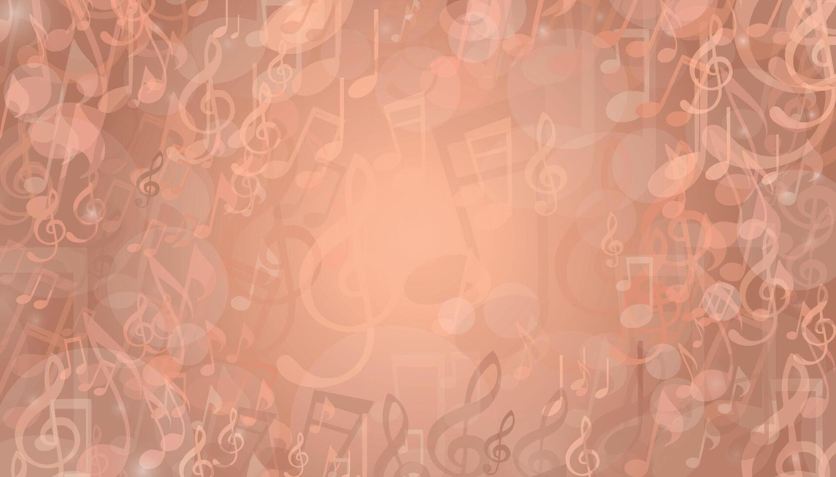 Bokeh style music background with notes. Soft, beige musical background for website, music events, contests, karaoke, cards, competitions. vector