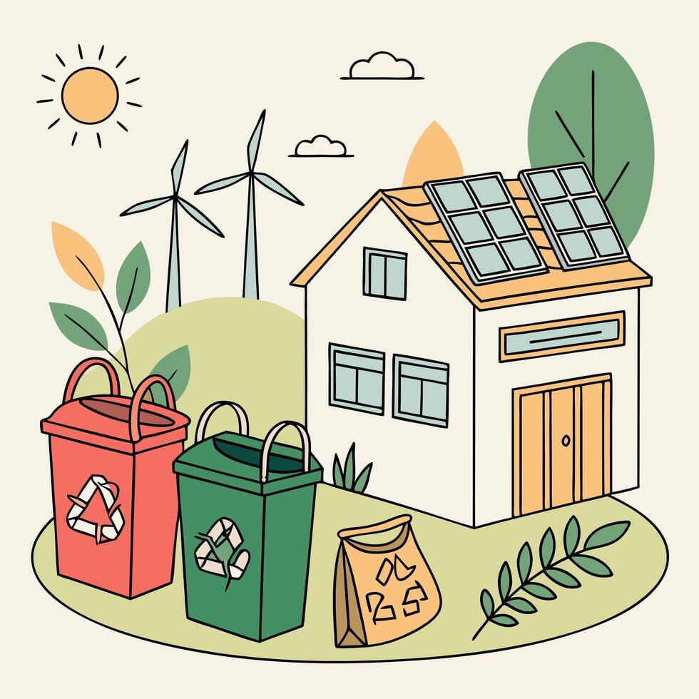Sustainable Living Eco-Friendly Home and Recycling Practices vector