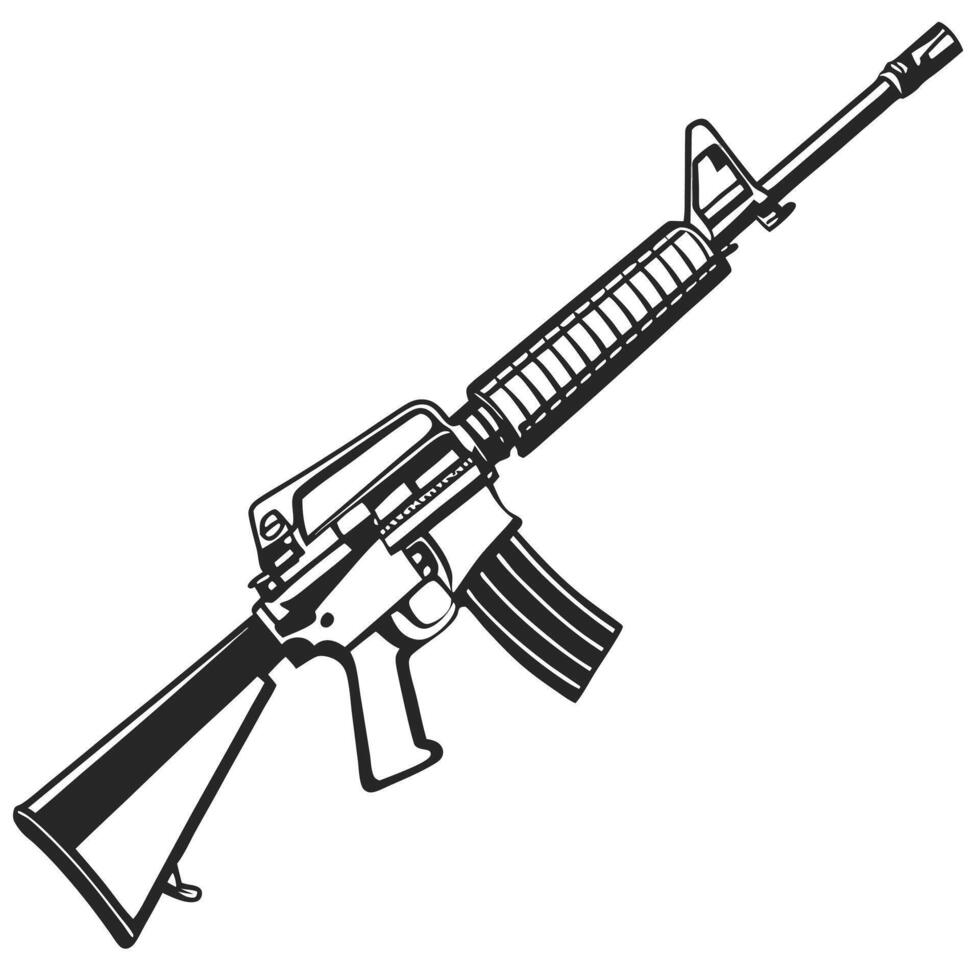 silhouette m16 gun-black-icon vector