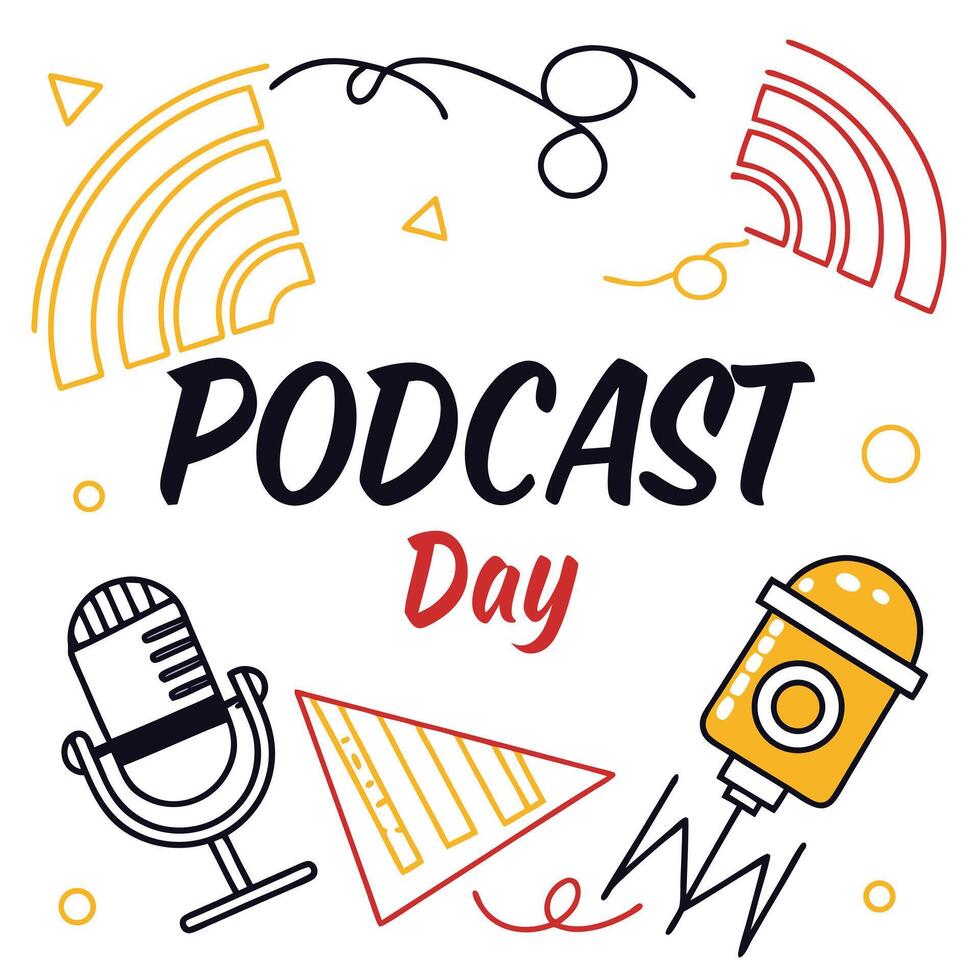 Celebrating International Podcast Day Listen, Learn, and Connect Through Audio . vector