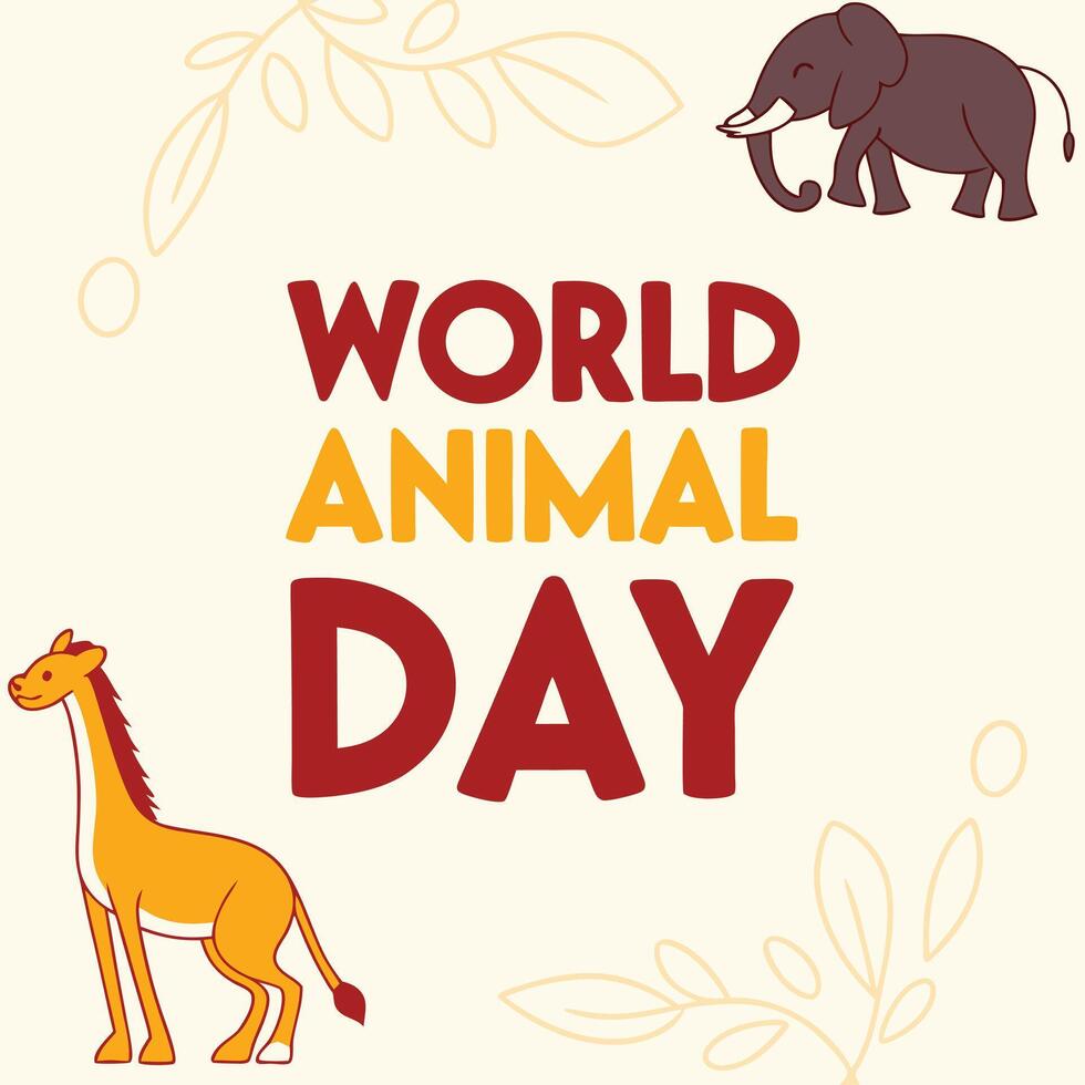 World Animal Day ,A vibrant design celebrates World Animal Day with illustrations of majestic creatures, symbolizing the importance of animal welfare and conservation. vector