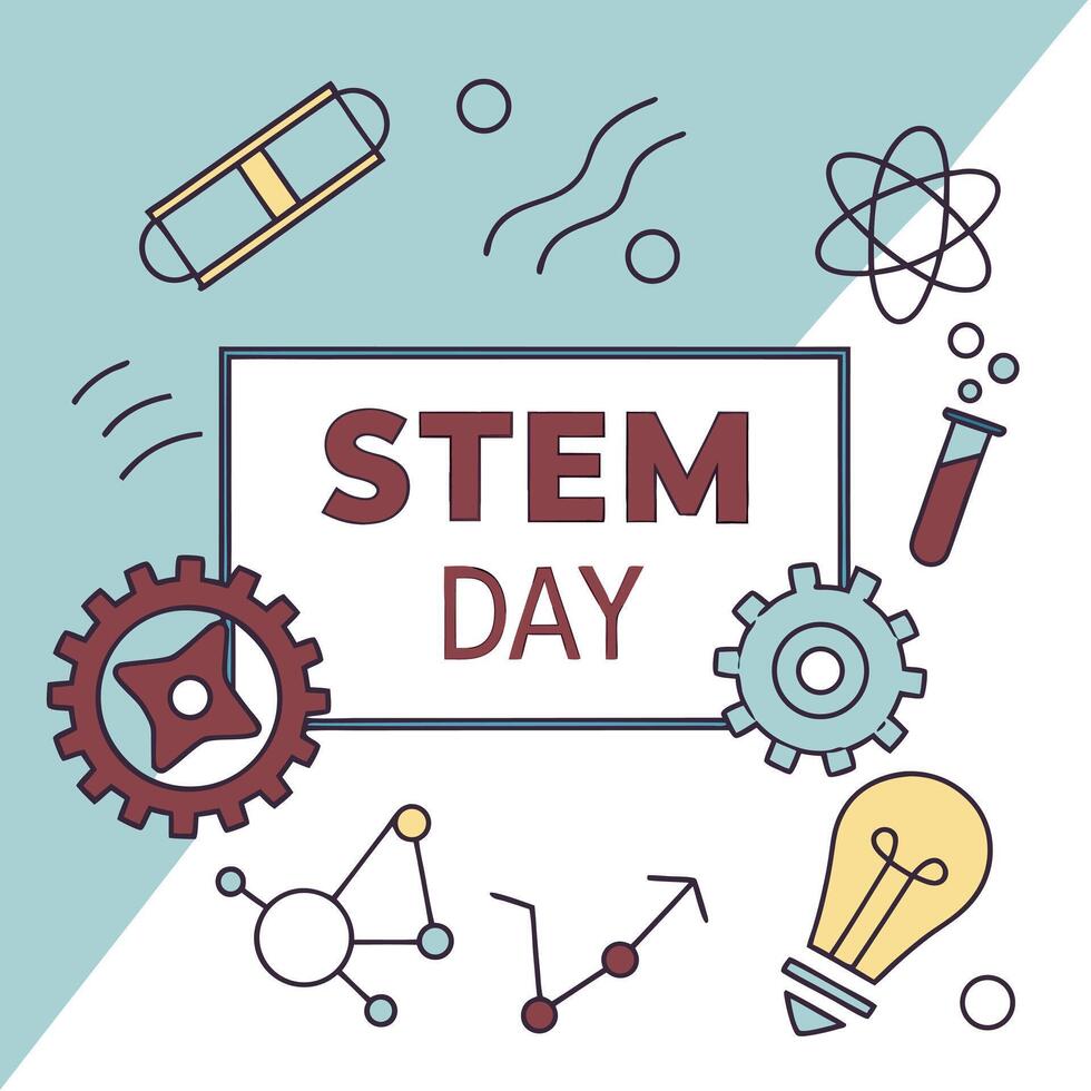 Celebrating STEM Day Inspiring Future Innovators Through Science, Technology, Engineering, and Mathematics . vector
