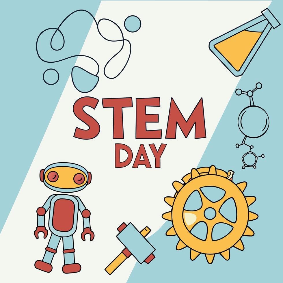 Celebrating STEM Day Inspiring, Future Innovators Through Science, Technology, Engineering, and Mathematics vector