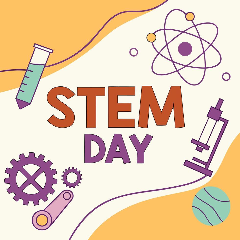 Celebrating STEM Day Inspiring Future Innovators Through Science, Technology, Engineering, and Mathematics vector