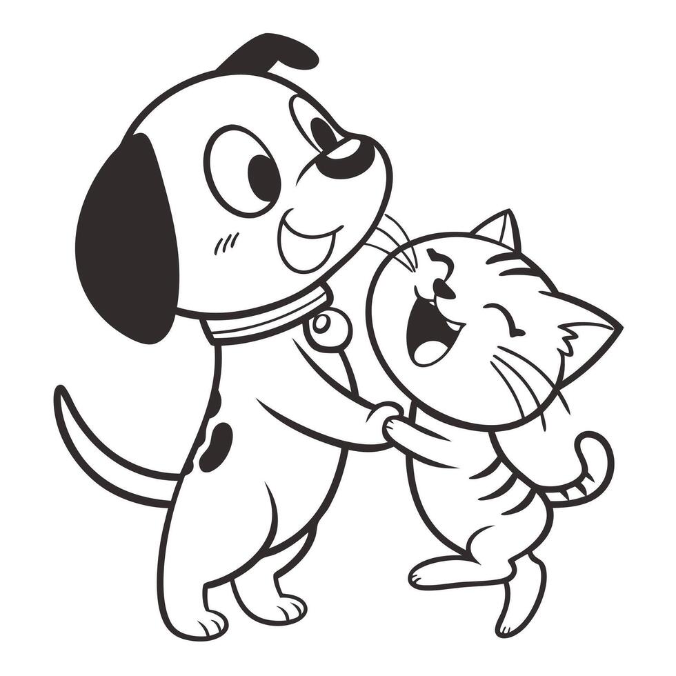 Adorable Dog and Cat Friends A heartwarming illustration of canine and feline companionship vector