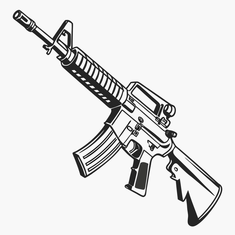 silhouette m16 gun vector