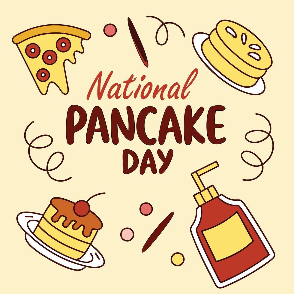 National Pancake Day Fluffy Pancakes, Sweet Syrup, and Delicious Recipes vector