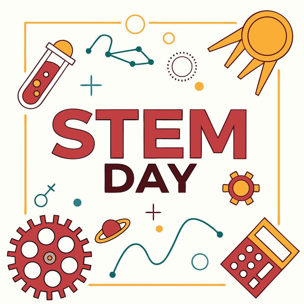 Celebrating STEM, Day Inspiring Future Innovators Through Science, Technology, Engineering, and Mathematics vector