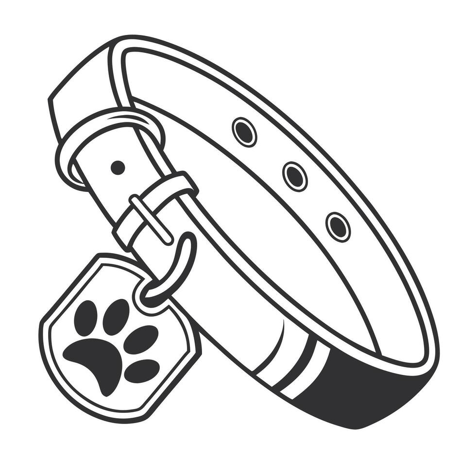 Stylish Dog Collars Designs, Paw Print Tags , Pet Accessories vector