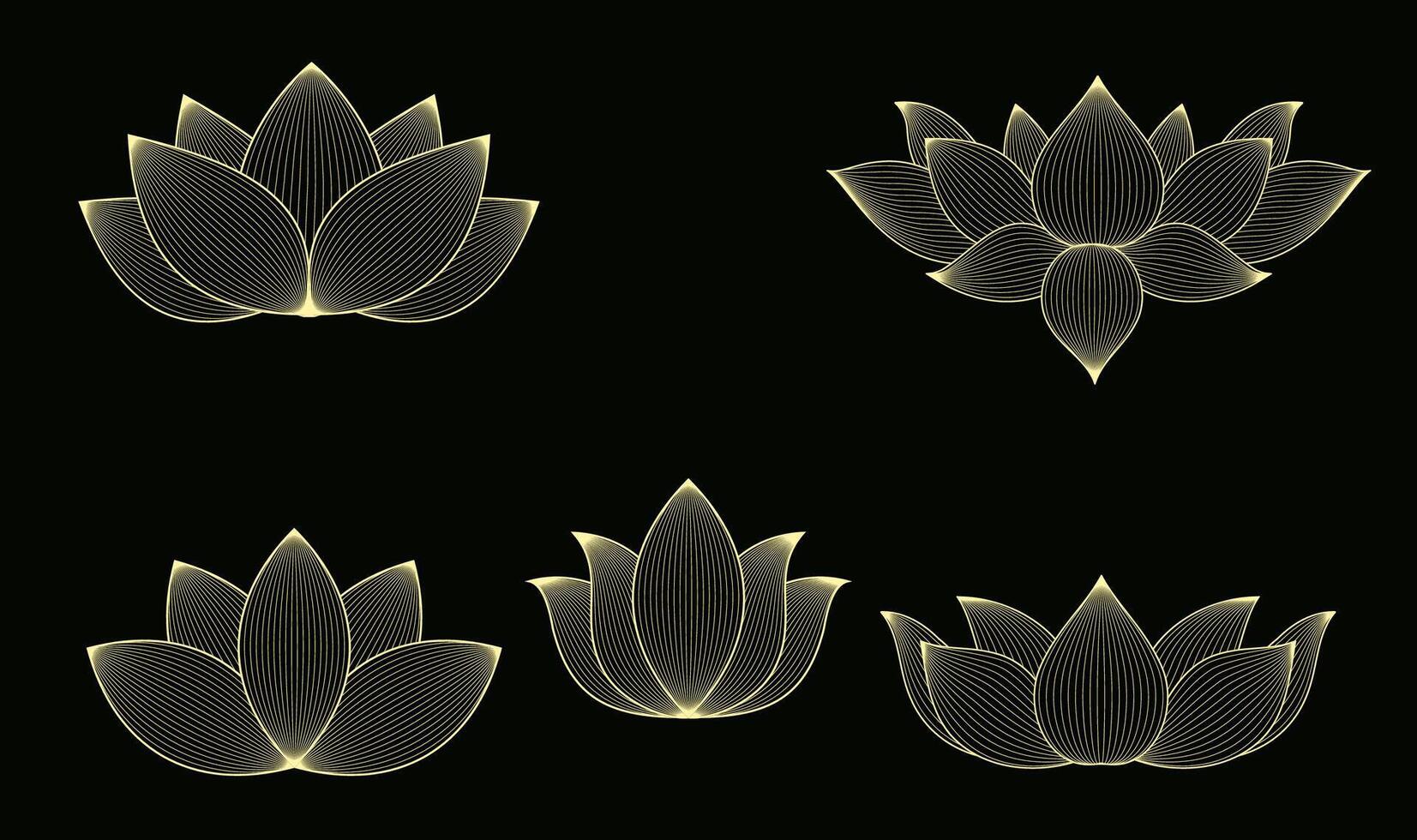 Linear Lotus design elements collection vector