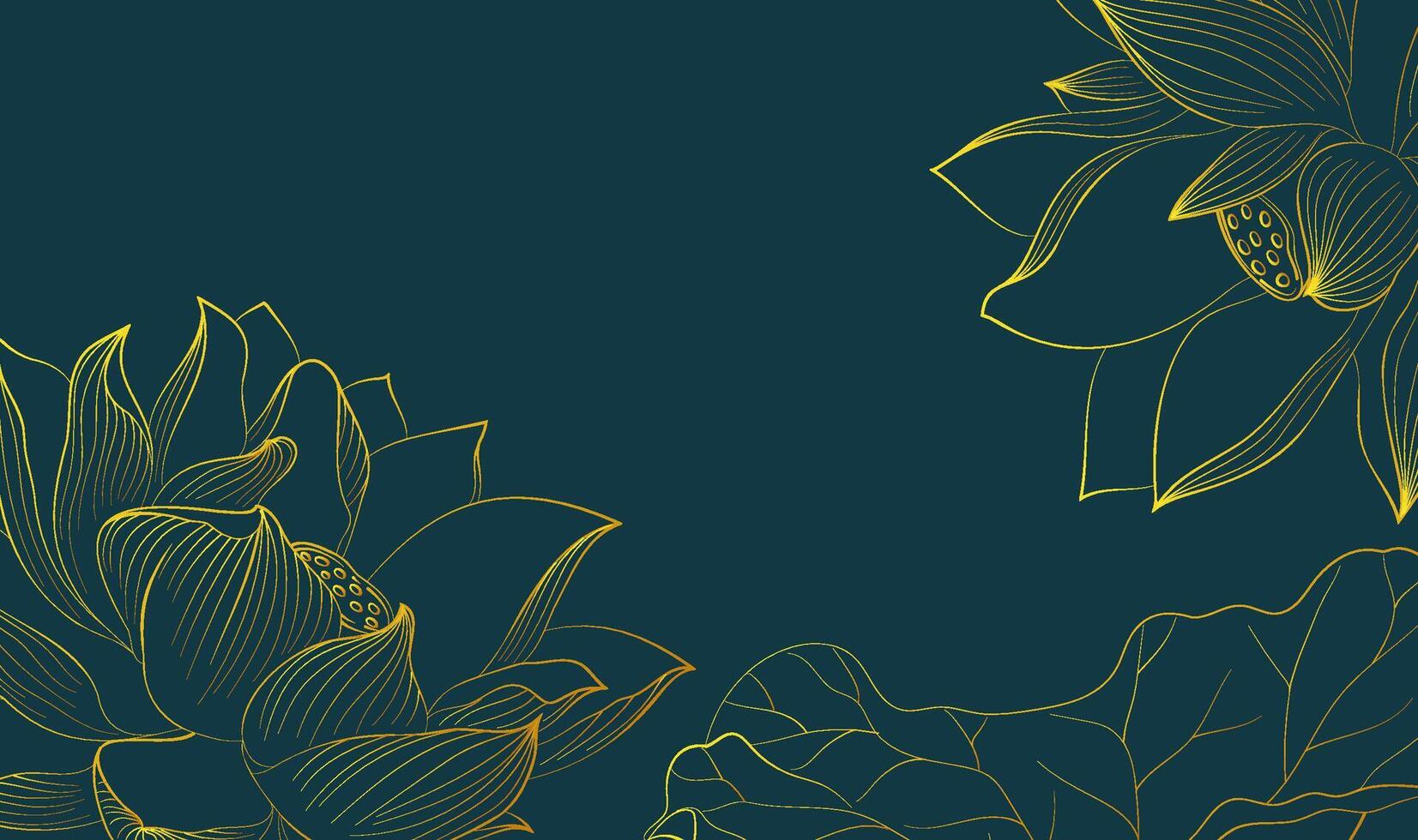 Chinese wind horizontal edition illustration linear lotus vector