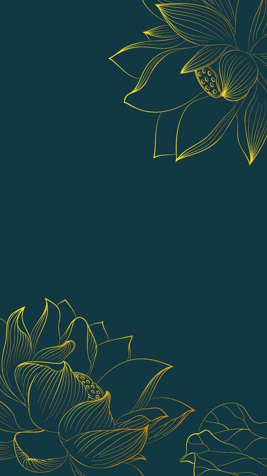 Chinese wind vertical edition illustration linear lotus vector