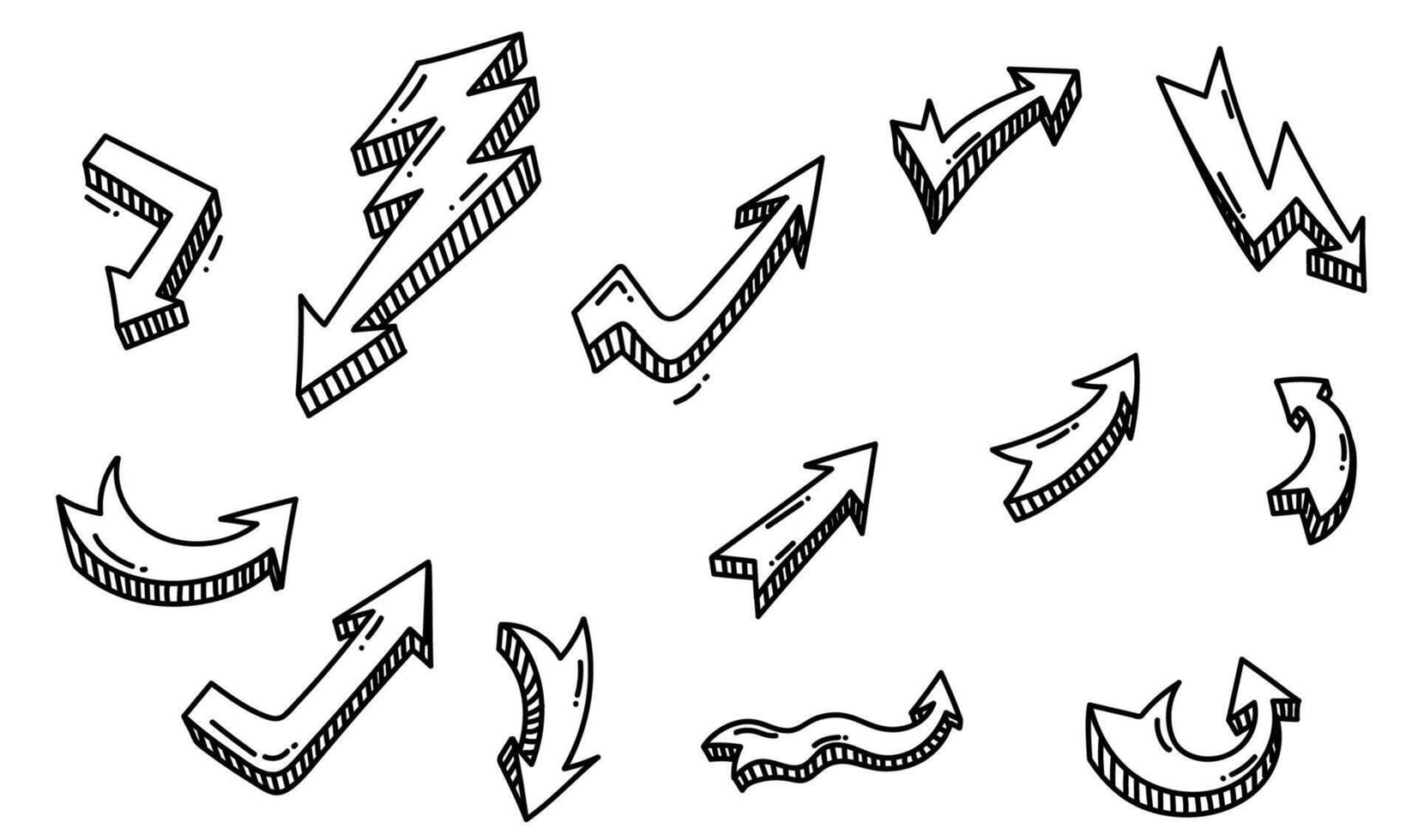 Hand painted graffiti creative stereo arrow collection design vector