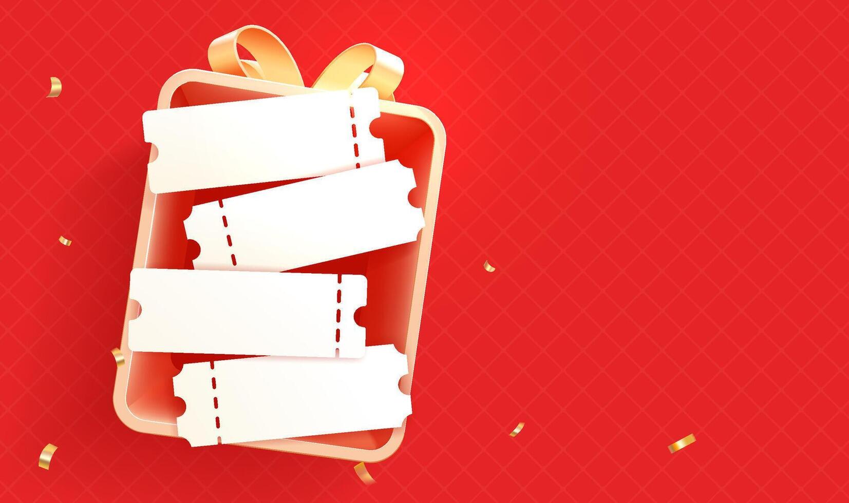Gift box with tickets and ribbon vector