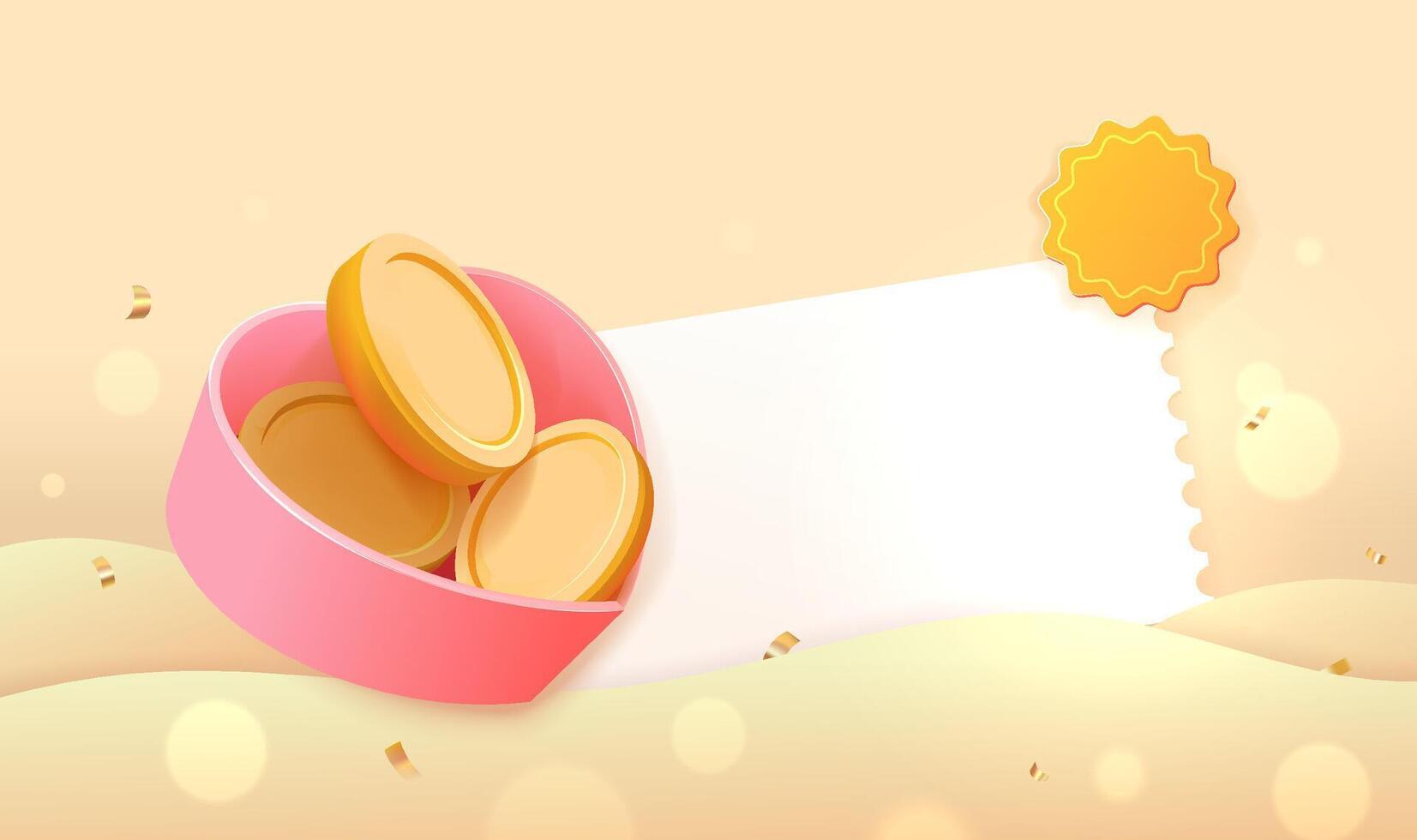 Coins in heart-shaped container vector