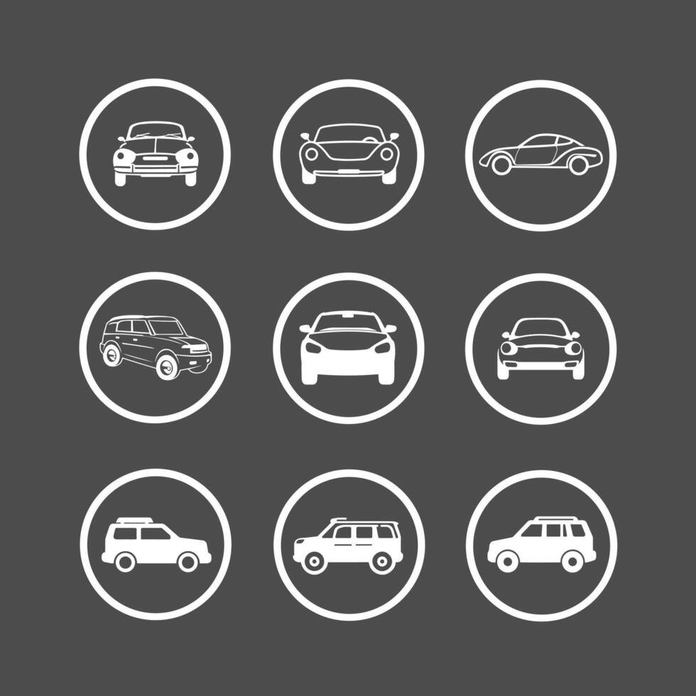 Car Icon set for Vintage UI Design and Automotive Branding vector