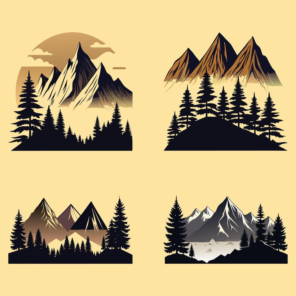 Mountain forest landscape with pine trees ideal for outdoor nature and wilderness design concepts vector