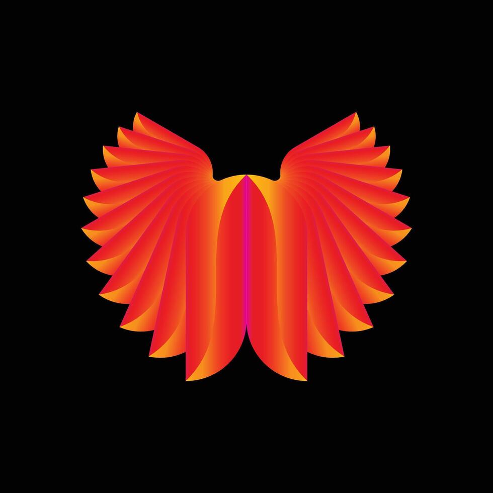 Abstract Red Orange Gradient Wing Shape Icon vector