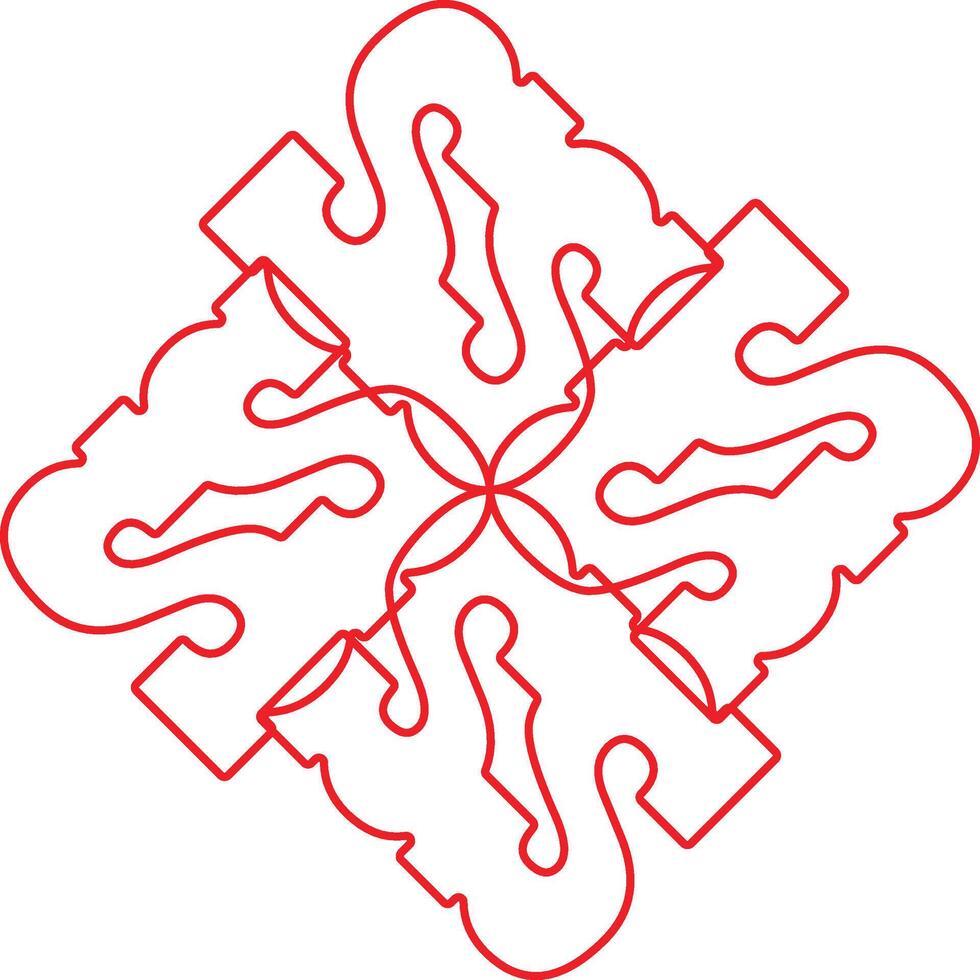 Abstract Red Continuous Line Knot Art Pattern vector