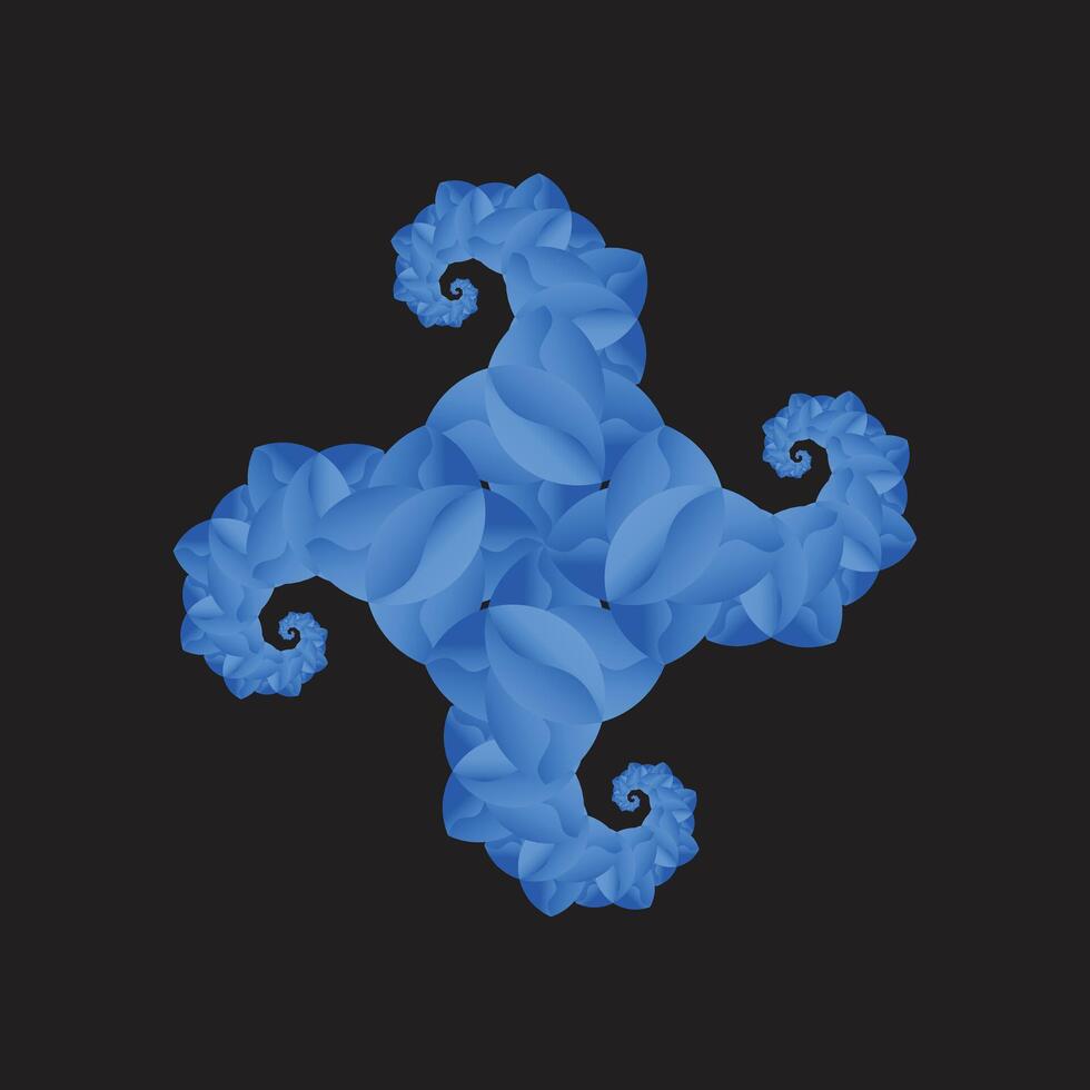 Abstract Blue Swirling Fractal Pattern Art vector
